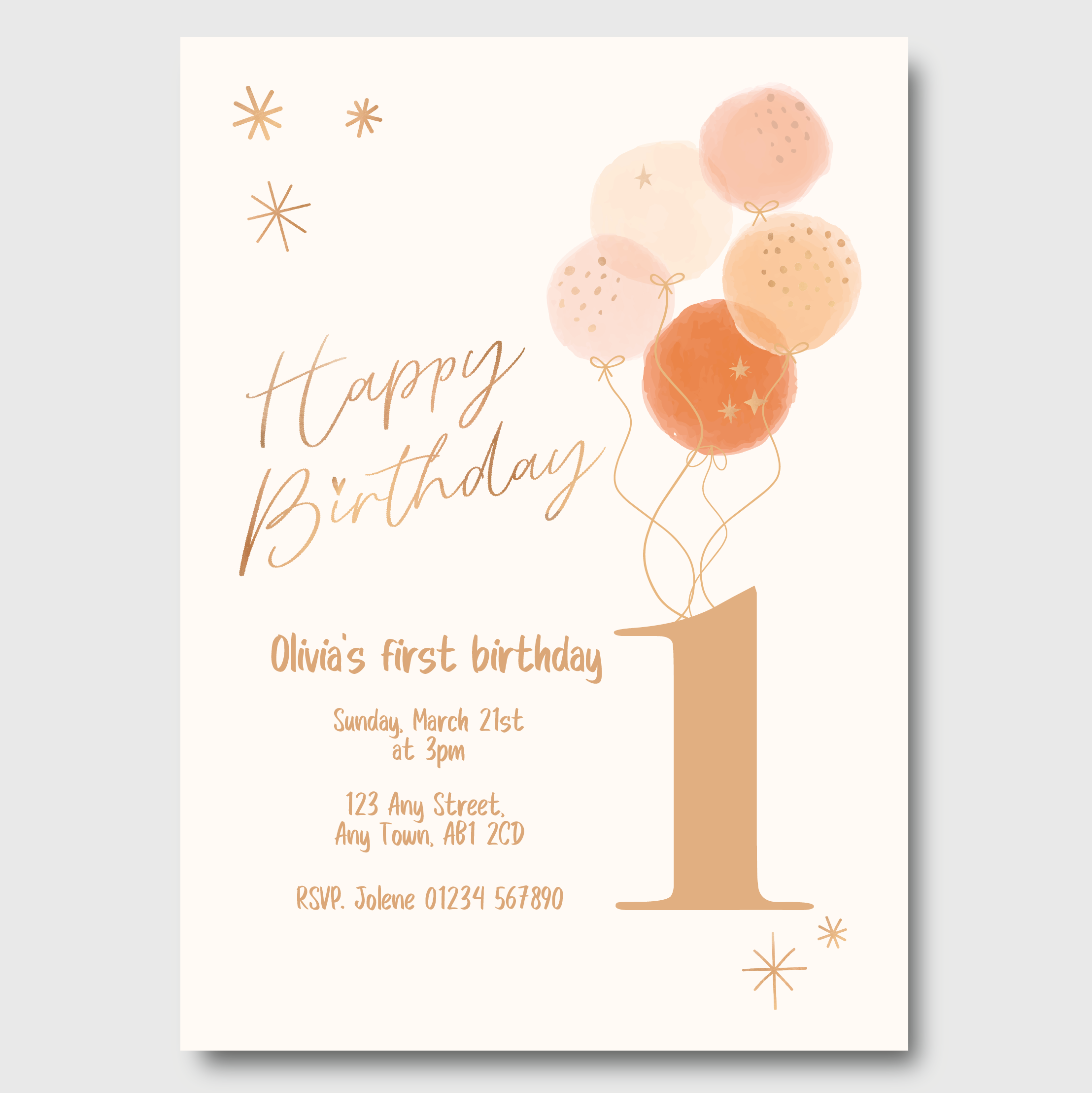 Cute Gold Invitations